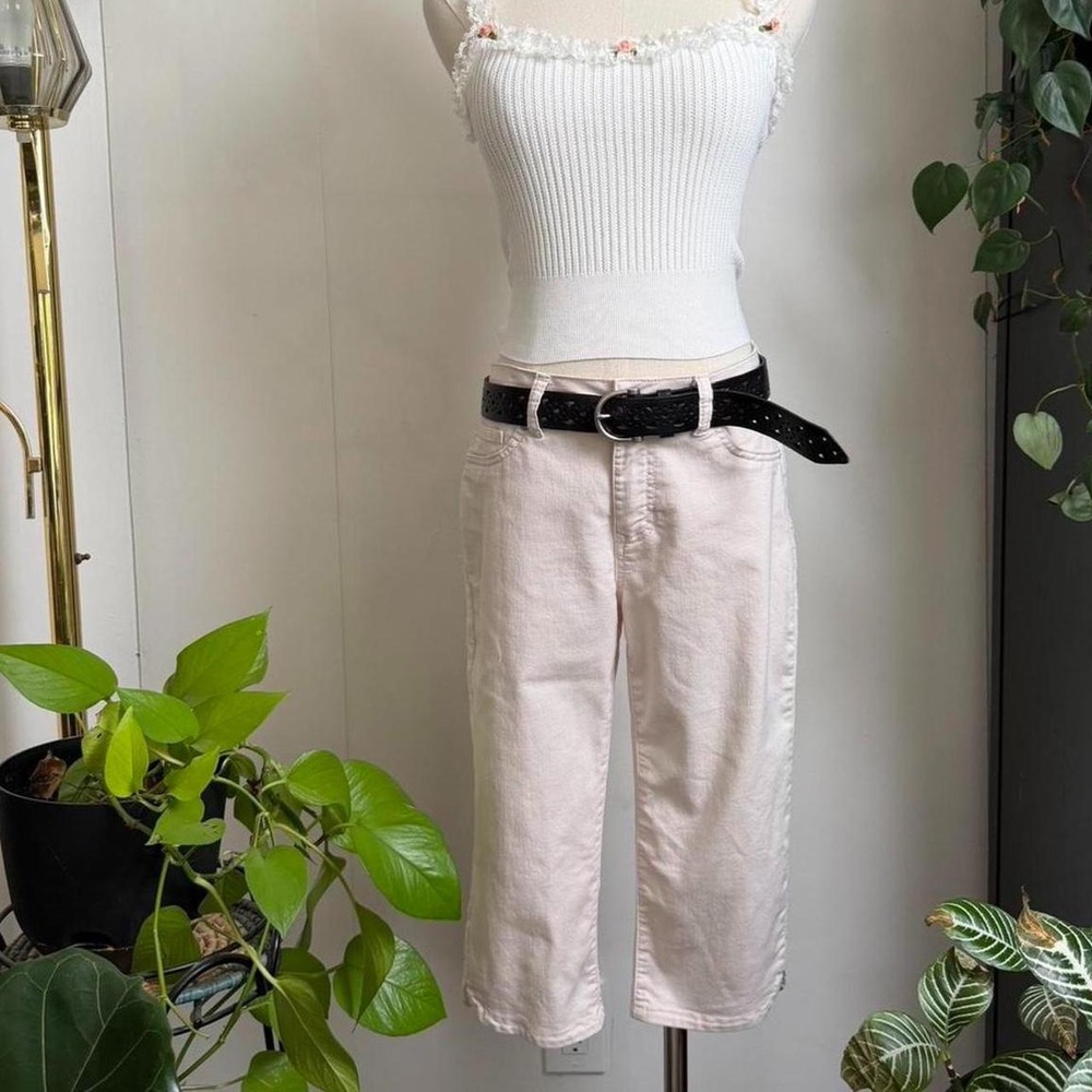 Jones and Co New York Women Light Pink Capri Pants Scalloped Hem Size 8